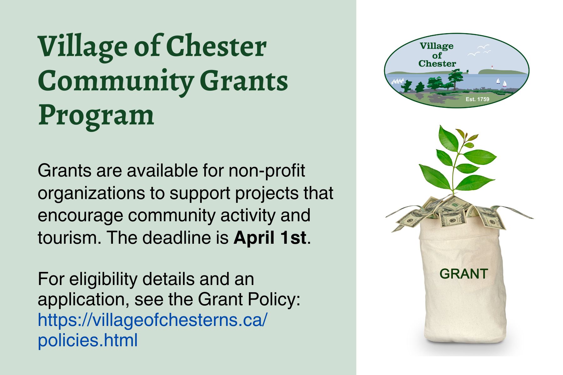 Community Grants due April 1